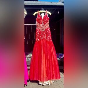 Elegant Red Lace Gown
